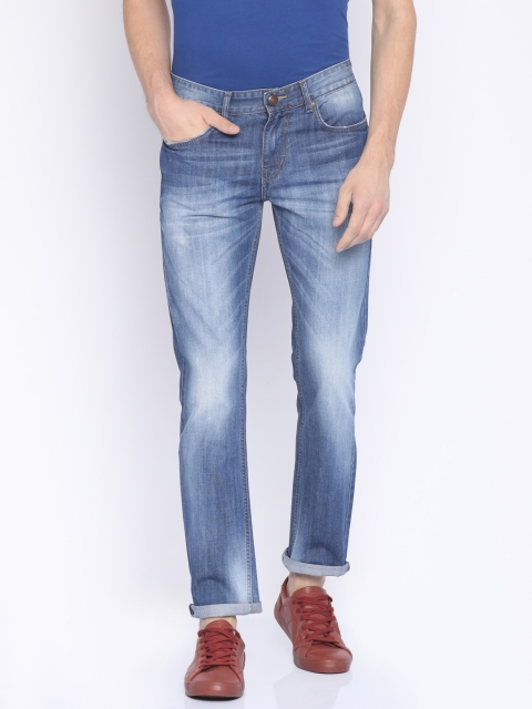 

American Crew Men Blue Straight Fit Mid-Rise Clean Look Jeans
