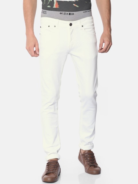 

American Crew Men White Slim Fit Mid-Rise Clean Look Stretchable Jeans