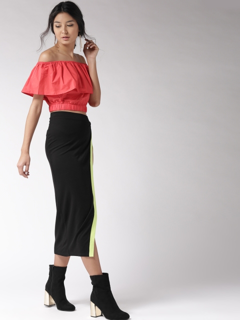 

FOREVER 21 Black High Slit Midi Pencil Skirt