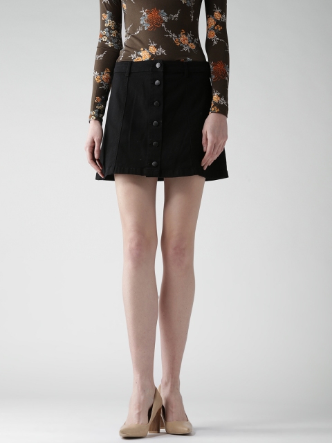 

FOREVER 21 Black Denim Mini A-Line Skirt