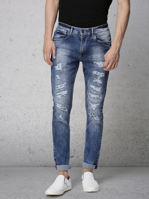 

Ecko Unltd Men Blue Slim Fit Mid-Rise Highly Distressed Stretchable Jeans
