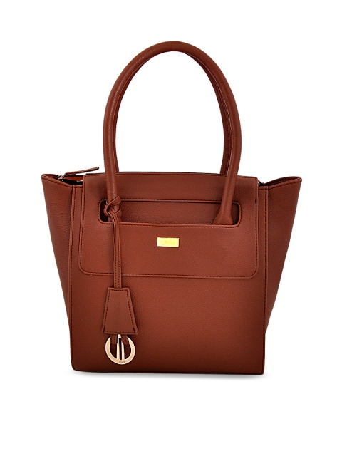 

yelloe Tan Textured Handheld Bag