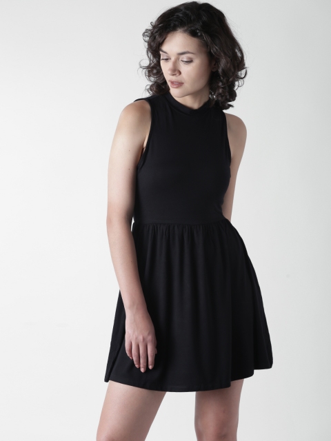 

FOREVER 21 Women Black Solid Fit & Flare Dress