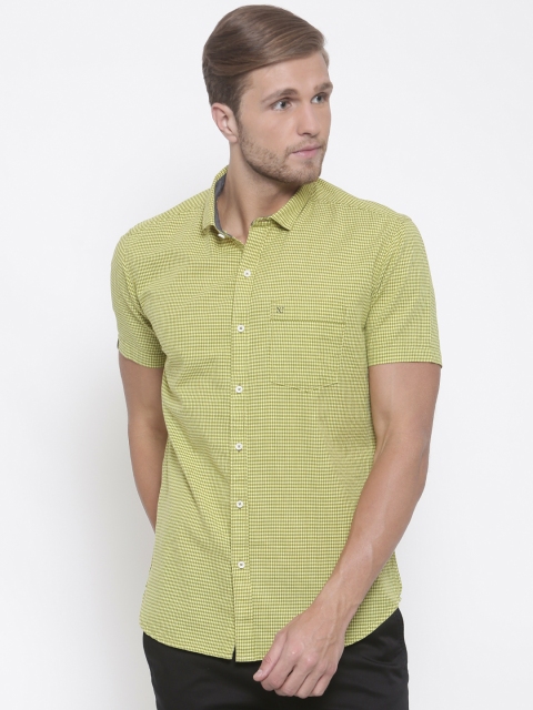 

Numero Uno Men Yellow & Green Checked Slim Fit Shirt