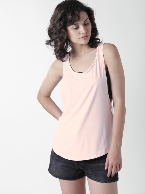 

FOREVER 21 Women Pink Solid Styled Back Top