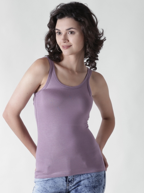 

FOREVER 21 Women Lavender Solid Tank Top