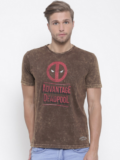 

Numero Uno Men Brown Printed Round Neck T-shirt