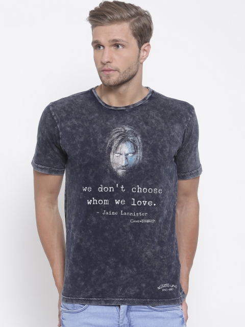 

Numero Uno Men Navy Printed Round Neck T-shirt, Navy blue