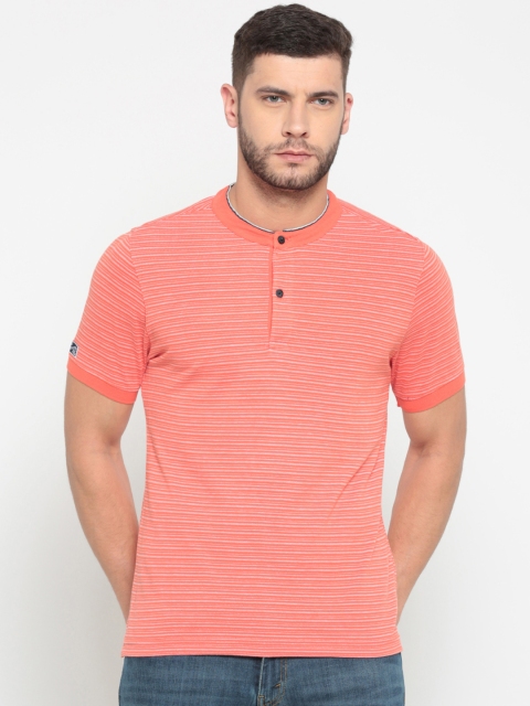 

Numero Uno Men Orange Self Design Mandarin Collar T-shirt