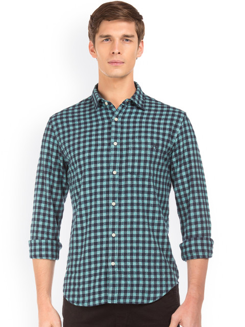 

Aeropostale Men Blue Regular Fit Checked Casual Shirt