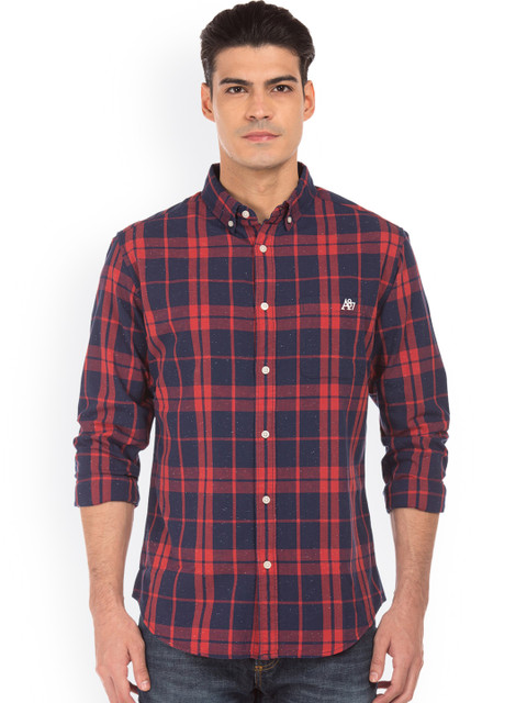 

Aeropostale Men Red & Blue Regular Fit Checked Casual Shirt