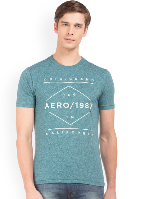 

Aeropostale Men Green Printed Round Neck T-shirt