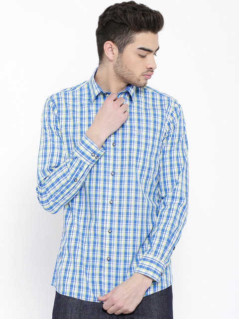 

Duke Men Blue & White Regular Fit Checked Casual Shirt