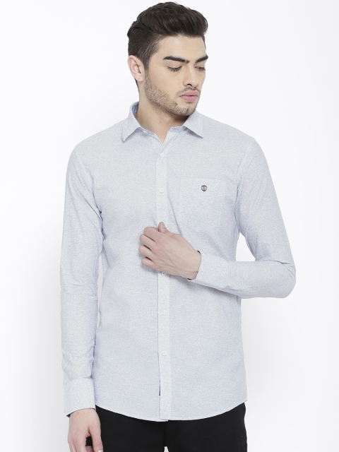 

Duke Men Off-White & Grey Regular Fit Self Design Casual Shirt