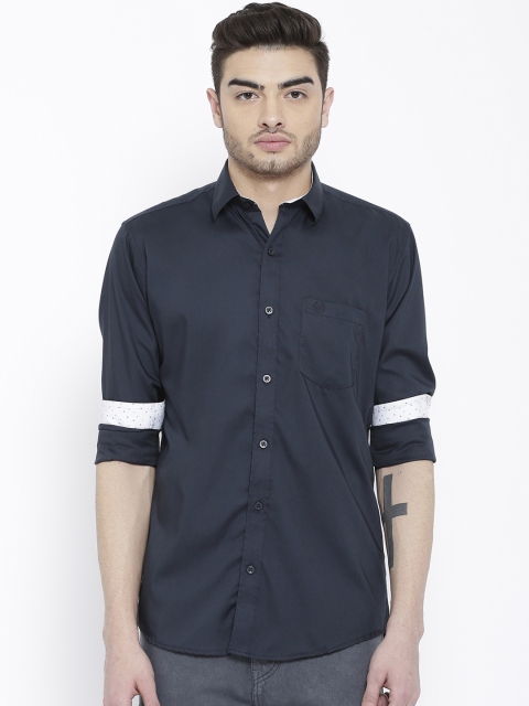 

Duke Men Navy Blue Smart Regular Fit Solid Casual Shirt