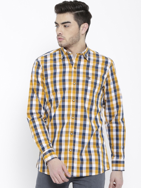 

Duke Men Yellow & Blue Regular Fit Checked Casual Shirt