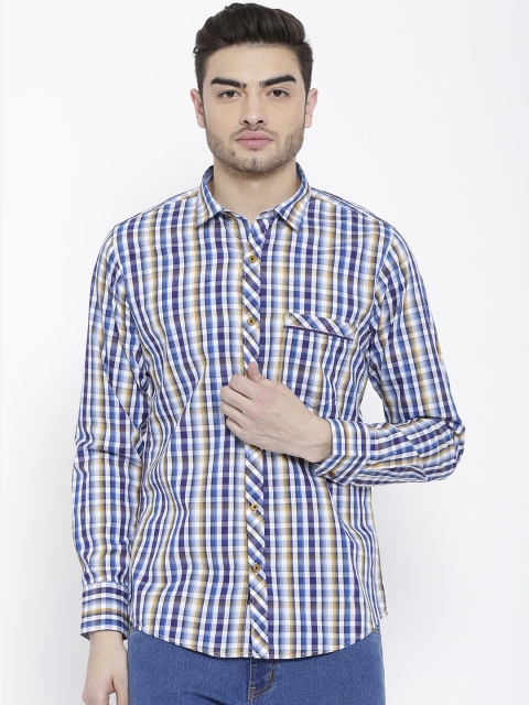 

Duke Men Blue & White Regular Fit Checked Casual Shirt