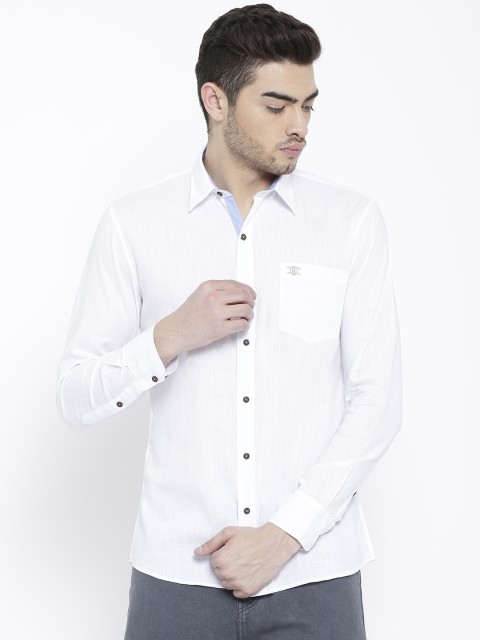 

Duke Men White Smart Regular Fit Solid Casual Shirt