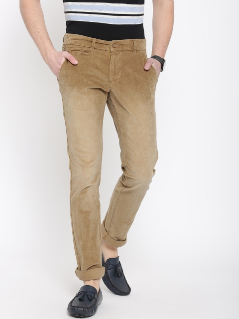 

Duke Men Khaki Smart Regular Fit Corduroy Trousers