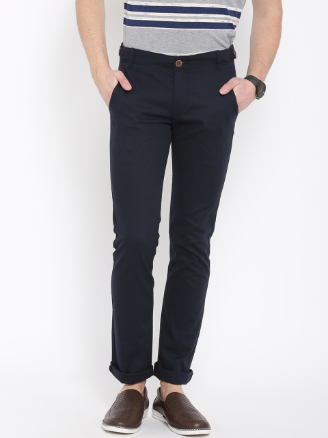 

Duke Men Navy Blue Smart Regular Fit Solid Chinos