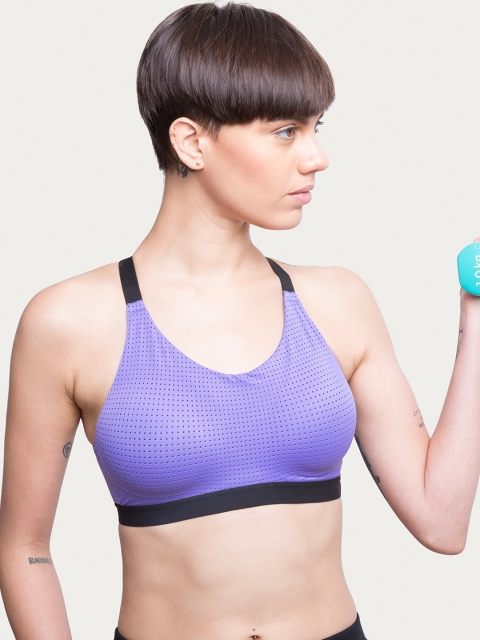 

Zelocity by Zivame Purple Printed Non-Wired Lightly Padded Sports Bra