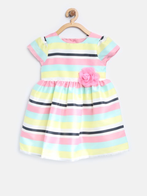 

mothercare Girls Multicoloured Striped Fit and Flare Dress, Multi