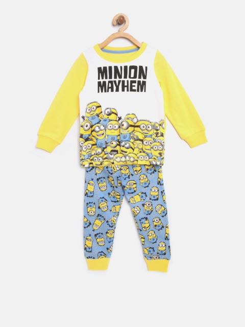 

mothercare Boys Yellow & Blue Printed Night suit LF705