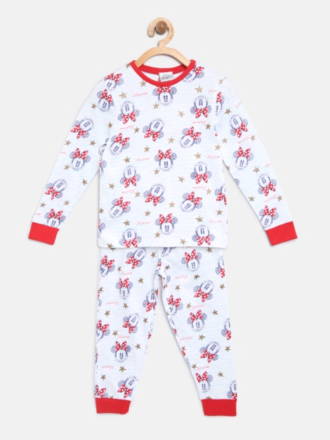 

mothercare Girls White & Red Printed T-shirt with Pyjamas