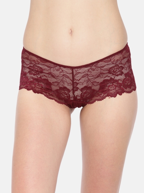 

Ginger by Lifestyle Maroon Hipster Lace Sheer Briefs GNAW17