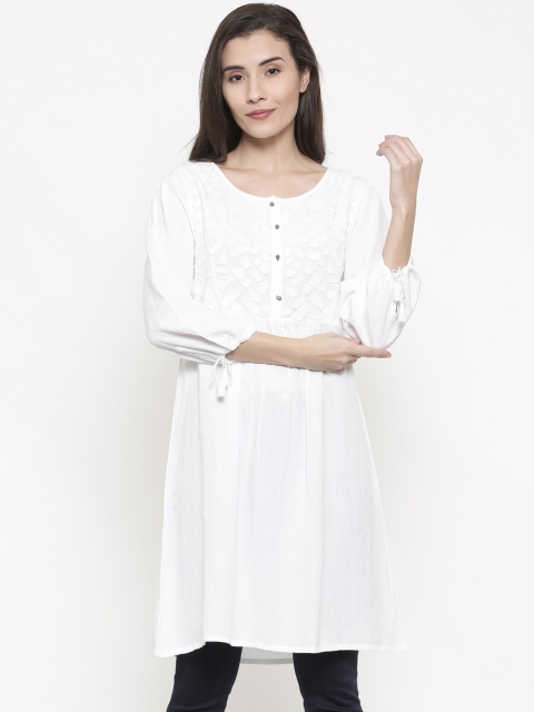 

Global Desi White Solid Tunic