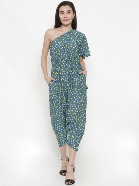 

Global Desi Blue Printed Basic Culotte Jumpsuit