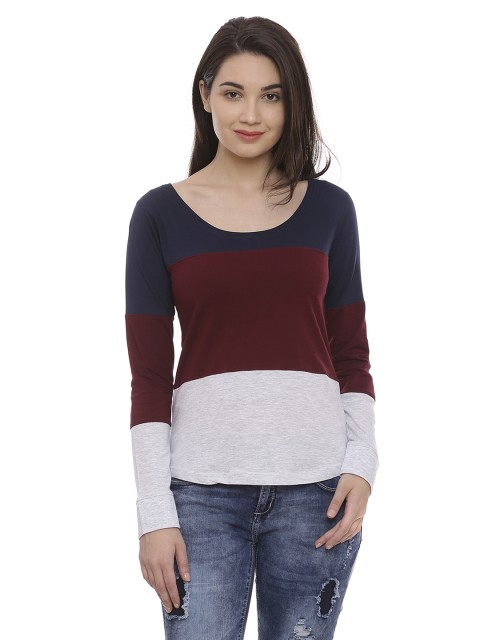 

The Dry State Women Maroon Solid Round Neck T-shirt