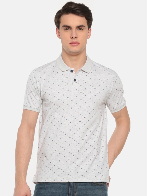 

CODE by Lifestyle Men Grey Melange Printed Polo Collar T-shirt