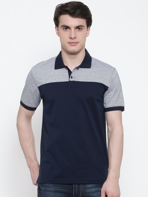 

CODE by Lifestyle Men Navy Blue Solid Polo Collar T-shirt