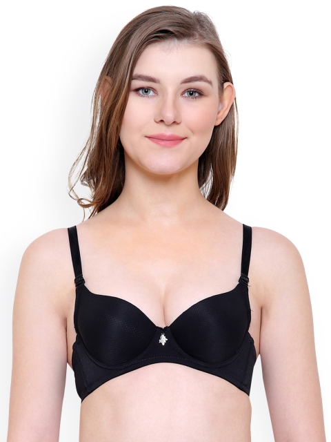 

Friskers Black Self Design Underwired Heavily Padded Push-Up Bra O-7102-01-36C