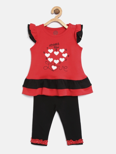 

TAMBOURINE Girls Red & Black Top with Leggings