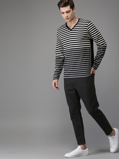 

HERE&NOW Men Black Cropped Slim Tapered Fit Mid-Rise Clean Look Stretchable Jeans