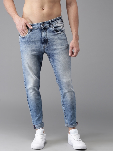 

HERE&NOW Men Blue Slim Tapered Fit Mid-Rise Clean Look Stretchable Cropped Jeans