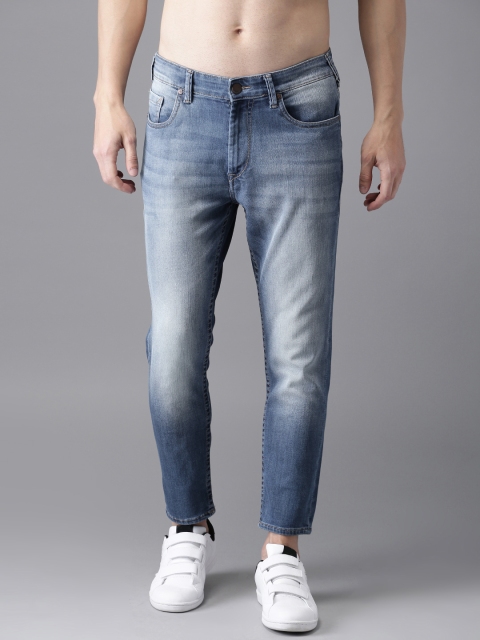 

HERE&NOW Men Blue Slim Fit Cropped Mid-Rise Clean Look Stretchable Jeans