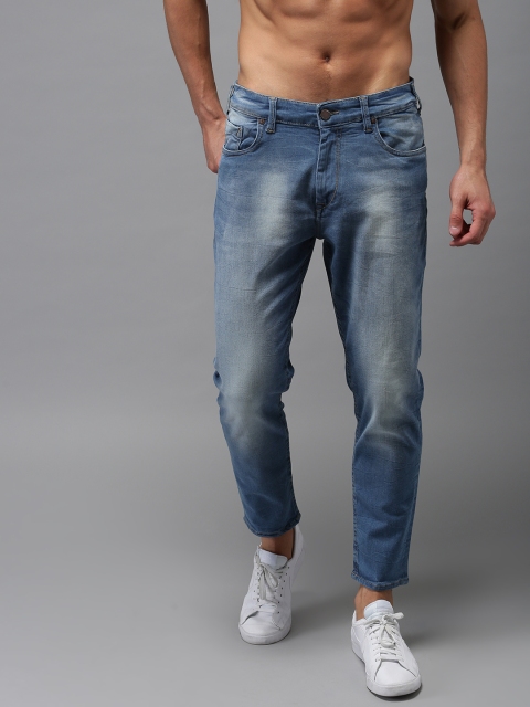 

HERE&NOW Men Blue Slim Fit Cropped Mid-Rise Clean Look Stretchable Jeans