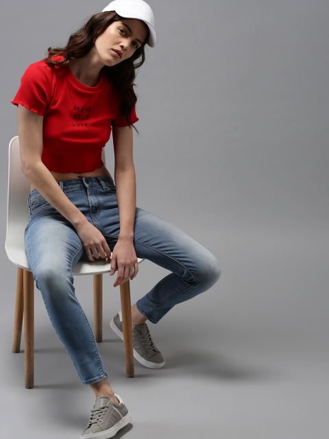 

HERE&NOW Women Blue Slim Fit Mid-Rise Clean Look Stretchable Jeans