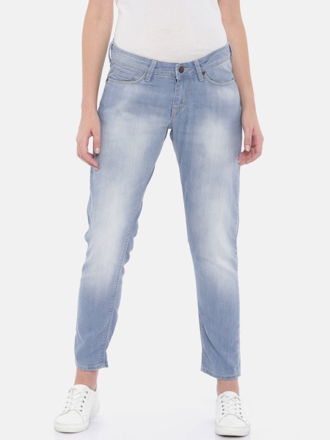 

HERE&NOW Women Blue Slim Fit Mid-Rise Clean Look Stretchable Cropped Jeans