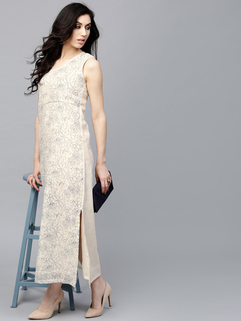 

AKS Women Beige Printed Maxi Dress