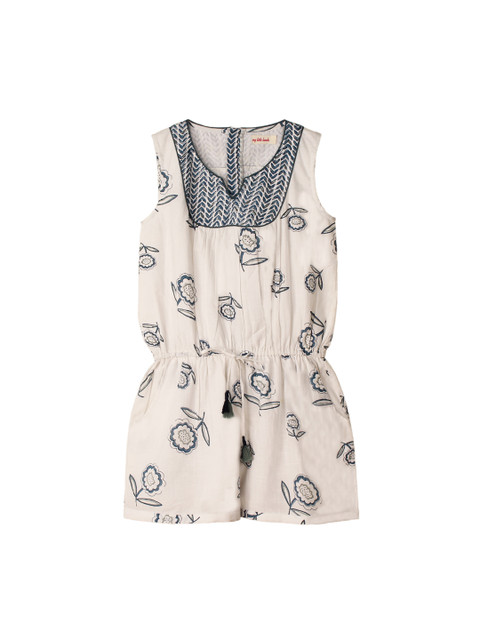 

My Little Lambs Girls Beige & White Printed Playsuit