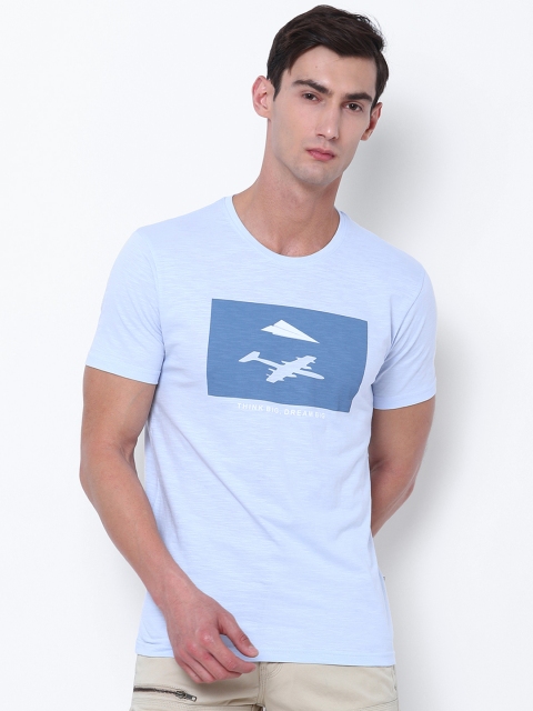 

LOCOMOTIVE Men Blue Printed Round Neck T-shirt