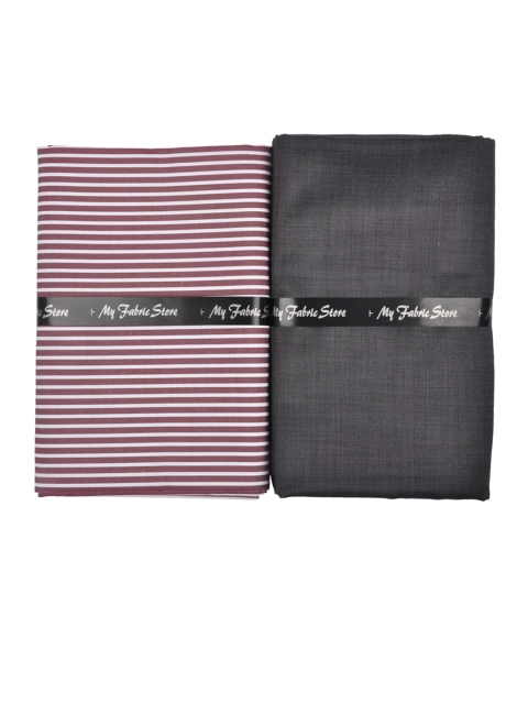 

My Fabric Store Men Maroon & Black Shirt & Trouser Clothing Fabric Set