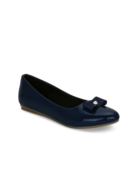 

Get Glamr Women Blue Solid Synthetic Patent Ballerinas