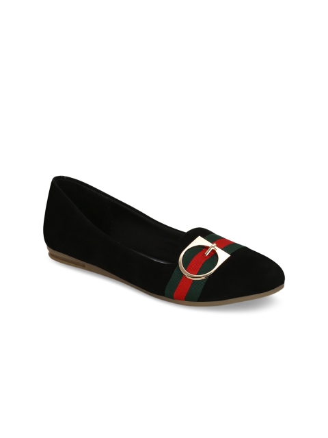 

Get Glamr Women Black Solid Faux Suede Ballerinas
