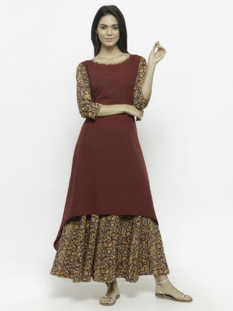 

Azira Women Maroon & Beige Solid Kurta with Palazzos