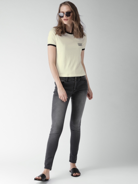 

Mast & Harbour Women Off-White Solid Top